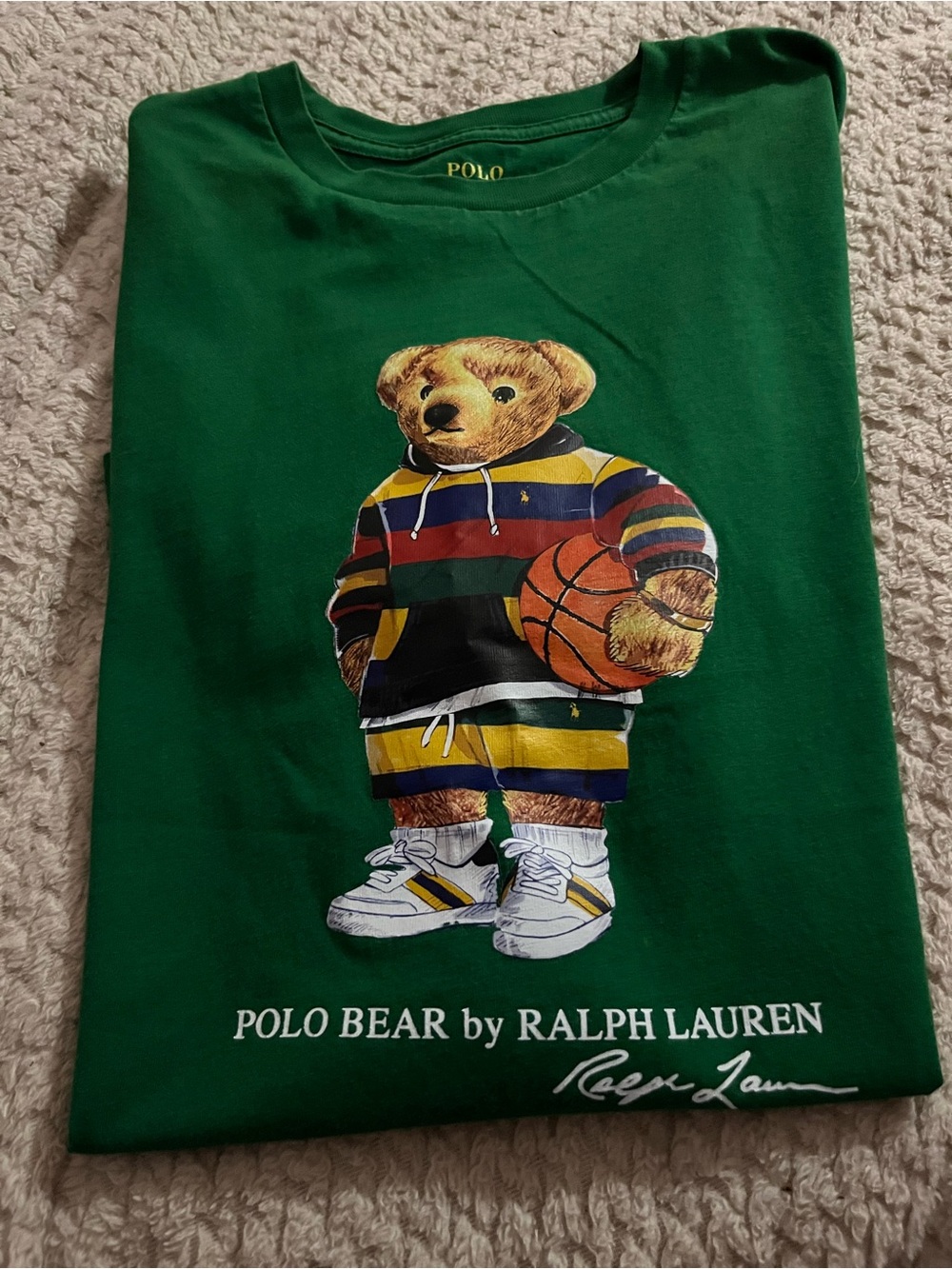 Ralph Lauren Green Polo Bear Basketball Graphic Tee